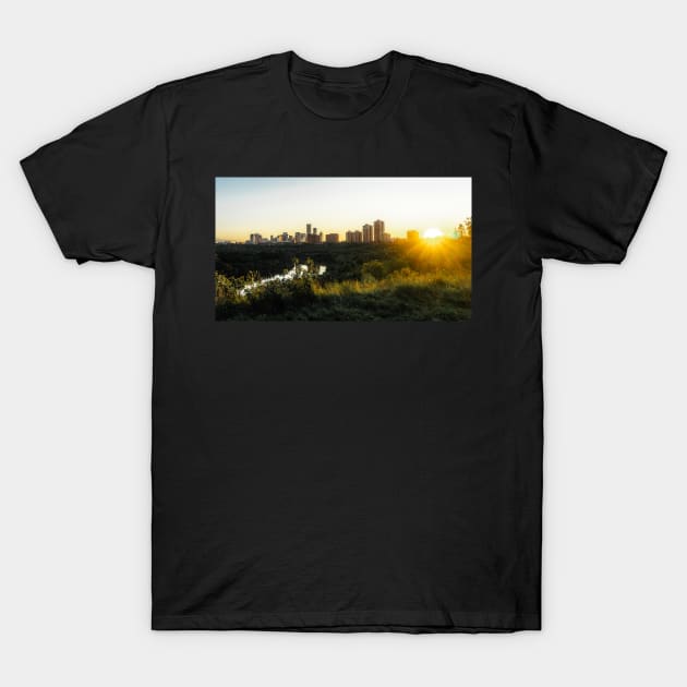 Sunset Views of Downtown Edmonton,Alberta T-Shirt by Robtography